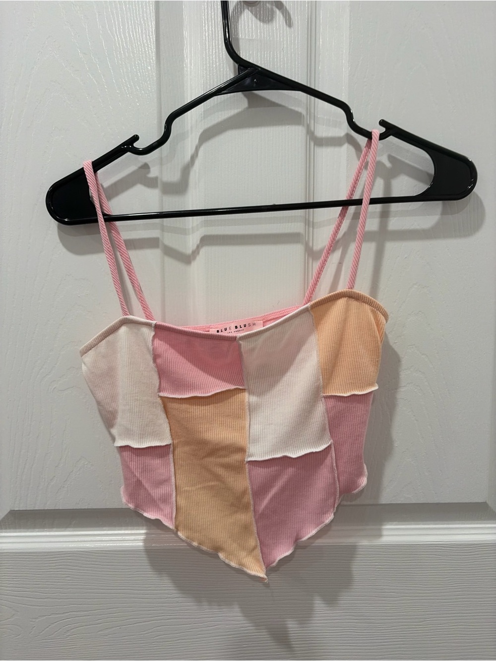 Blue Blush Pink & Cream Ribbed Cami